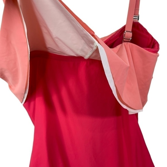 Contours by Coco Reef Women's Agate Ruffle Bandeau ONE Piece, Hibiscus Sz 12/36D - Picture 11 of 16